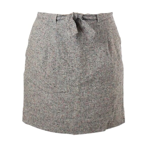 J. Crew Wool Gray Bow Tie Speckled Tweed Classic Mini Skirt Size 2 - Picture 1 of 8